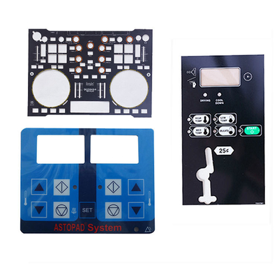 0.005-0.030 pulgadas de espesor Panel de control industrial Superposiciones gráficas con tratamiento de superficie de aspecto brillante