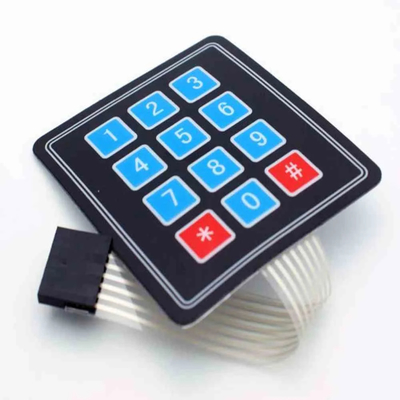 Teclado de membrana resistente al agua de 5 V de voltaje continuo personalizable para aplicaciones industriales