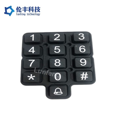 Equipo industrial teclado de goma de silicona con impresión Impresión de serigrafía y píldora de carbono Tipo por impresa