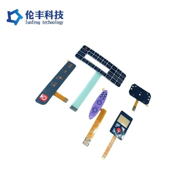Conmutador de membrana PET de botones planos con adhesivo 3M9080 y tecnología LED/EL